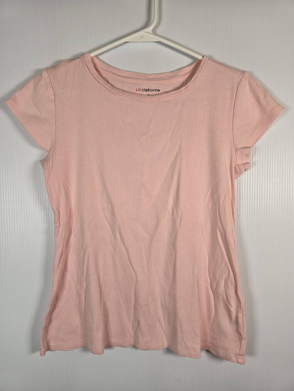 NWOT Liz Claiborne Classic Cotton Light Pink Short Sleeve Crewneck Tee Size M